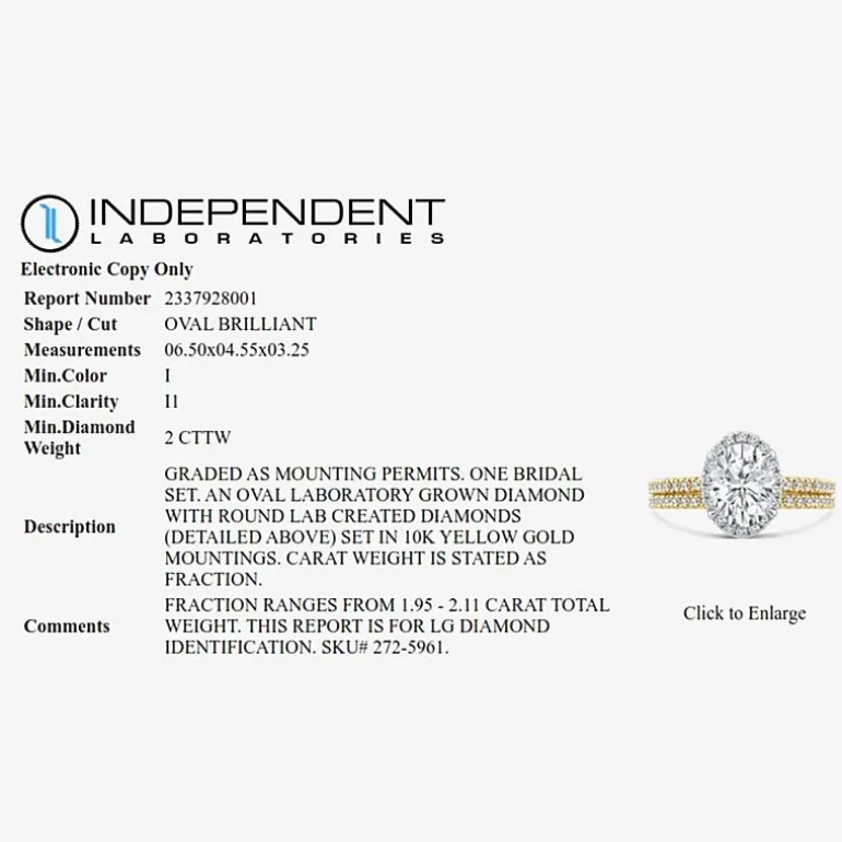 Signature By Modern Bride Womens 2 CT. T.W. Lab Grown White Diamond 10K or 14K Gold Oval Side Stone Bridal Set
