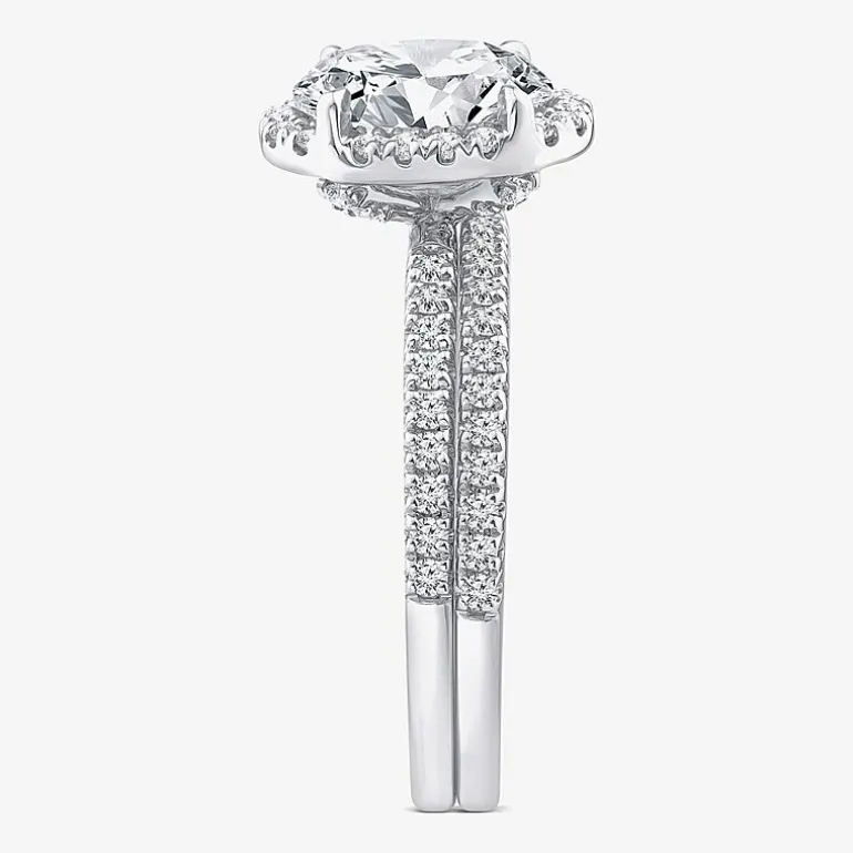 Signature By Modern Bride Womens 2 CT. T.W. Lab Grown White Diamond 10K or 14K Gold Oval Side Stone Bridal Set