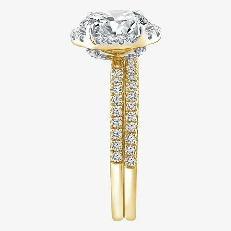 Signature By Modern Bride Womens 2 CT. T.W. Lab Grown White Diamond 10K or 14K Gold Oval Side Stone Bridal Set