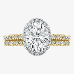 Signature By Modern Bride Womens 2 CT. T.W. Lab Grown White Diamond 10K or 14K Gold Oval Side Stone Bridal Set