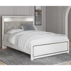 Signature Design by Ashley Altyra Panel Bed with Upholstered Headboard in White