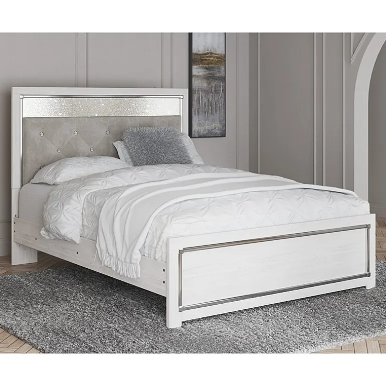 Signature Design by Ashley Altyra Panel Bed with Upholstered Headboard in White