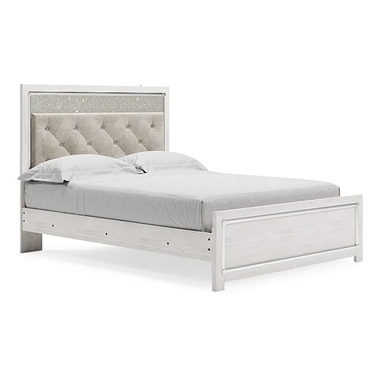 Signature Design by Ashley Altyra Panel Bed with Upholstered Headboard in White