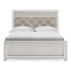 Signature Design by Ashley Altyra Panel Bed with Upholstered Headboard in White