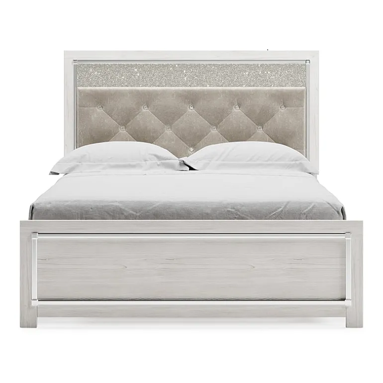 Signature Design by Ashley Altyra Panel Bed with Upholstered Headboard in White