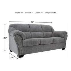 Signature Design by Ashley® Aldin Pad-Arm Sofa in Pewter Gray