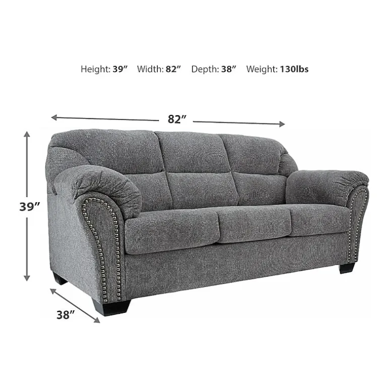 Signature Design by Ashley® Aldin Pad-Arm Sofa in Pewter Gray