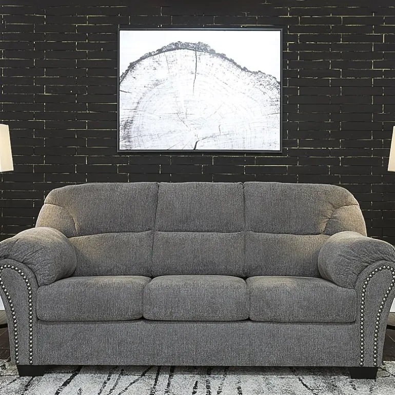 Signature Design by Ashley® Aldin Pad-Arm Sofa in Pewter Gray