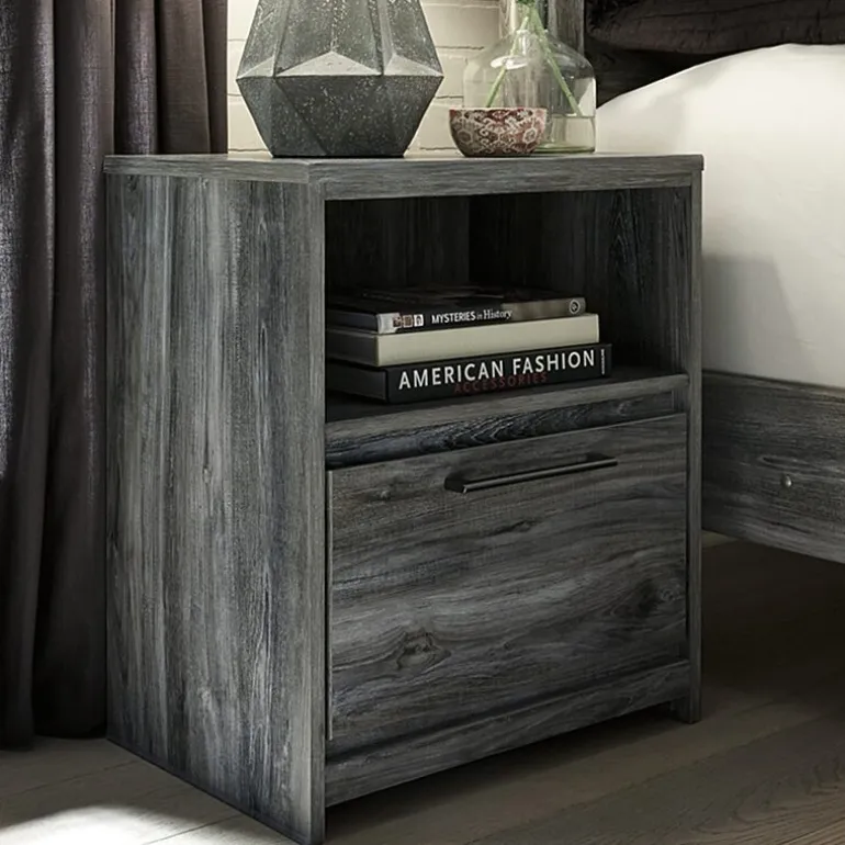Signature Design by Ashley Baystorm 1-Drawer Nightstand in Dark Gray