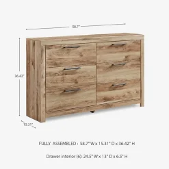Signature Design by Ashley Hyanna 6-Drawer Dresser in Tan Brown
