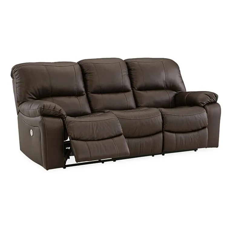 Signature Design By Ashley Leesworth Dual Power Leather Reclining Sofa
