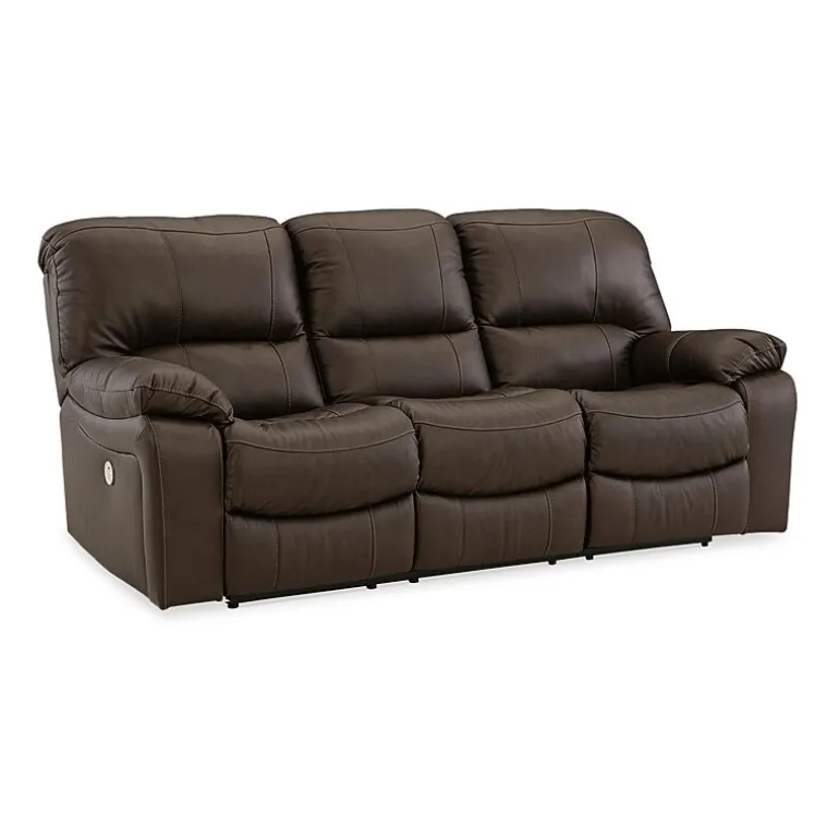 Signature Design By Ashley Leesworth Dual Power Leather Reclining Sofa