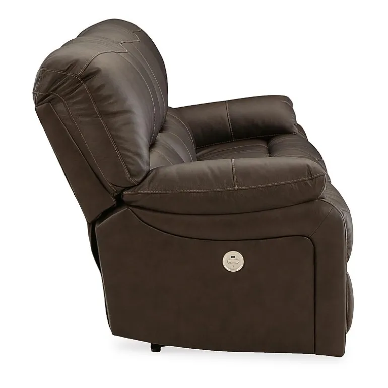 Signature Design By Ashley Leesworth Dual Power Leather Reclining Sofa