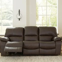 Signature Design By Ashley Leesworth Dual Power Leather Reclining Sofa