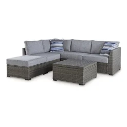 Signature Design by Ashley® Petal Road 4-pc. Outdoor Loveseat Sectional Ottoman Table Set