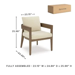 Signature Design by Ashley Severn Outdoor Dining Arm Chair with Cushion (Set of 2)