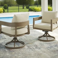 Signature Design by Ashley Severn Outdoor Swivel Dining Chair with Cushion (Set of 2)