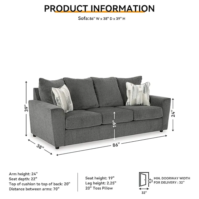 Signature Design by Ashley® Stairatt 3-pc. Track-Arm Sofa