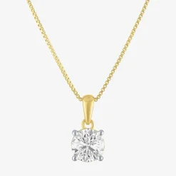 Si2-I1/G-H Womens 1 CT. T.W. Lab Grown White Diamond Sterling Silver or 14K Gold Over Silver Round 18 Inch Pendant Necklace