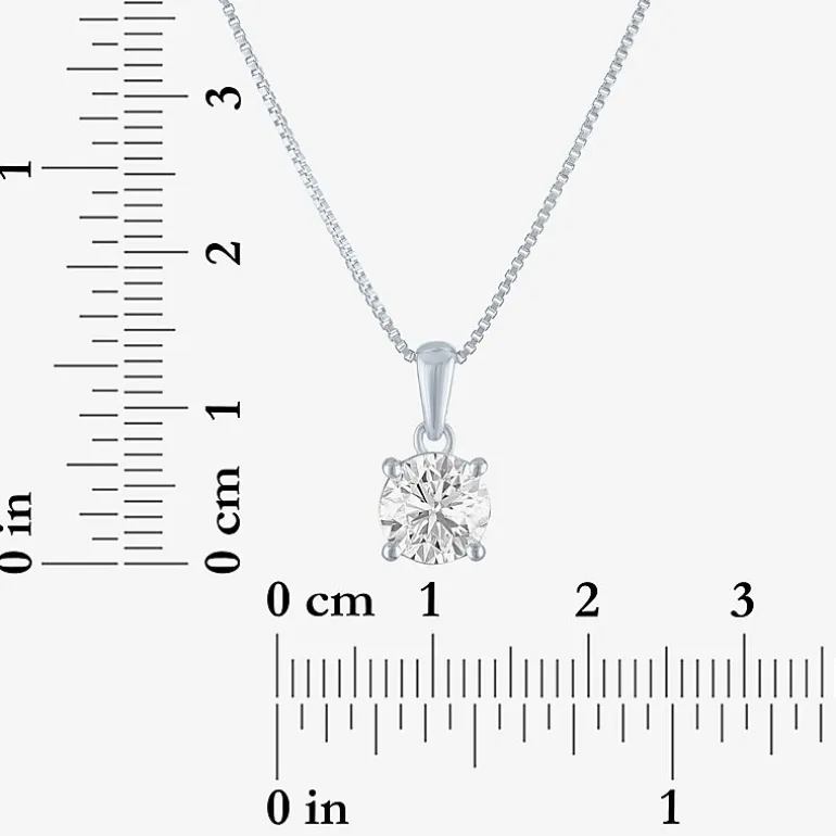 Si2-I1/G-H Womens 1 CT. T.W. Lab Grown White Diamond Sterling Silver or 14K Gold Over Silver Round 18 Inch Pendant Necklace