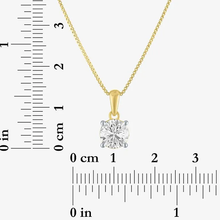 Si2-I1/G-H Womens 1 CT. T.W. Lab Grown White Diamond Sterling Silver or 14K Gold Over Silver Round 18 Inch Pendant Necklace