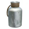 12'' Silver Matte Christmas Trees and Snowflakes Pillar Candle Holder with Handle