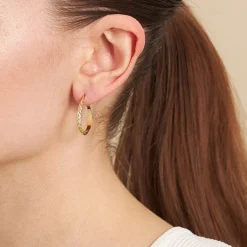 Silver Reflections 14K Gold Over Brass Hoop Earrings