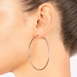 Silver Reflections 14k Rose Gold Over Brass Hoop Earrings
