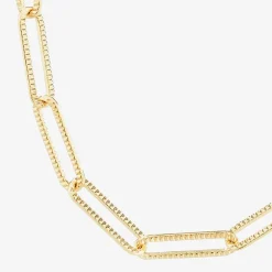 Silver Reflections Textured 14K Gold Over Brass 18- 24" Paperclip Chain Necklace