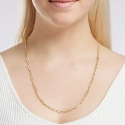 Silver Reflections Textured 14K Gold Over Brass 18- 24" Paperclip Chain Necklace