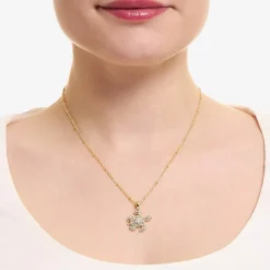 Silver Reflections Turtle Womens Crystal 14K Gold Over Brass 16 Inch Pendant Necklace