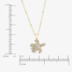 Silver Reflections Turtle Womens Crystal 14K Gold Over Brass 16 Inch Pendant Necklace