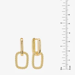 Silver Reflections Womens 14K Gold Over Brass Rectangular Drop Earrings