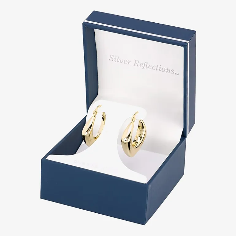 Silver Reflections Womens 14K Gold Over Brass 31.4mm Hoop Earrings