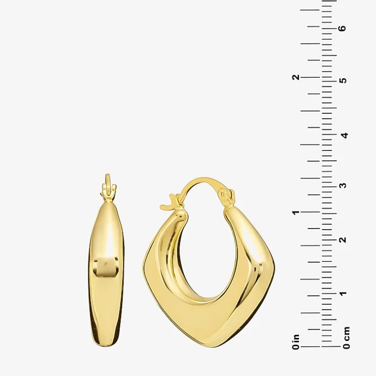 Silver Reflections Womens 14K Gold Over Brass 31.4mm Hoop Earrings