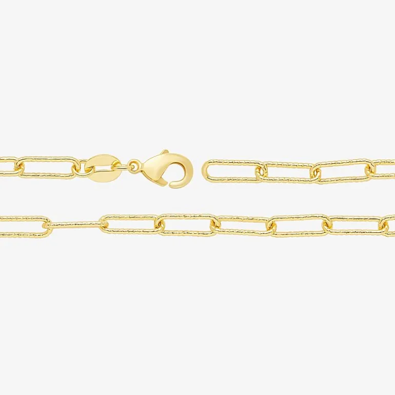 Silver Reflections Womens 18K Gold Over Brass 18 Inch Paperclip Chain Necklace