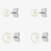 Silver Reflections Womens 2 Pair Earring Set