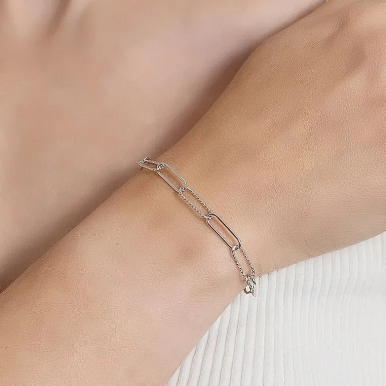 Silver Reflections Womens Pure Silver Over Brass 7.25 Inch Solid Paperclip Chain Bracelet