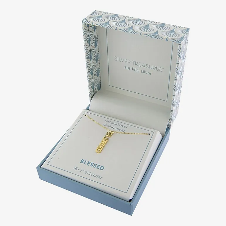 Silver Treasures Blessed Womens 14K Gold Over Silver 16 Inch Pendant Necklace