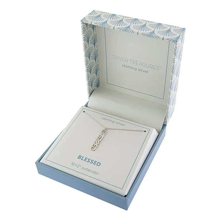 Silver Treasures Blessed Womens Sterling Silver 16 Inch Pendant Necklace