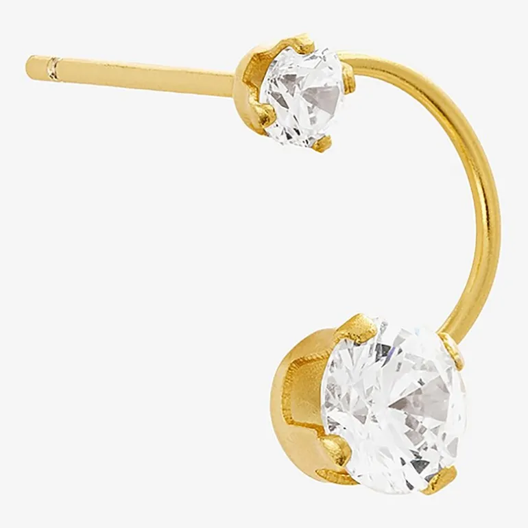 Silver Treasures Cubic Zirconia 14K Gold Over Silver 10.4mm Stud Earrings
