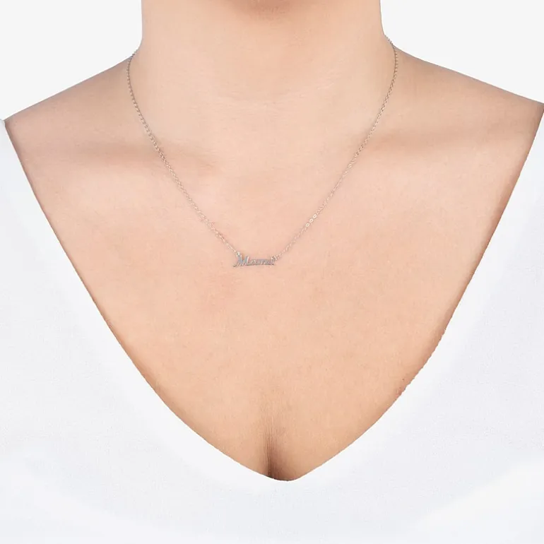Silver Treasures Mama Womens Sterling Silver 16 Inch Pendant Necklace