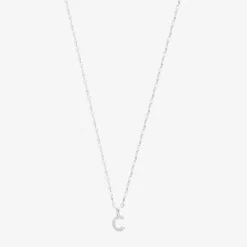 Silver Treasures Pave Initial Womens Cubic Zirconia Sterling Silver 18 Inch Pendant Necklace