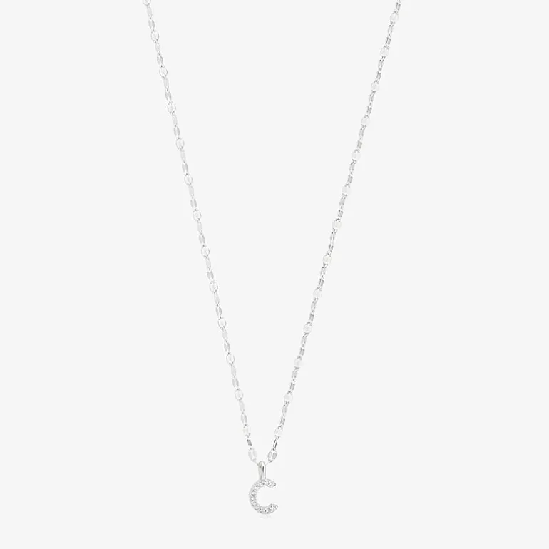 Silver Treasures Pave Initial Womens Cubic Zirconia Sterling Silver 18 Inch Pendant Necklace