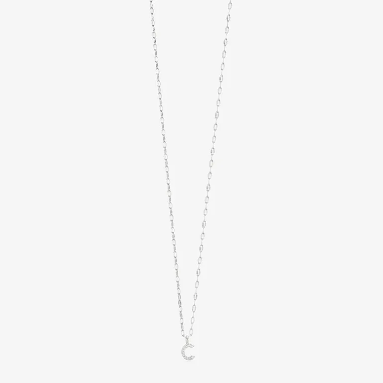 Silver Treasures Pave Initial Womens Cubic Zirconia Sterling Silver 18 Inch Pendant Necklace