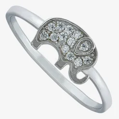 Silver Treasures Womens Cubic Zirconia Sterling Silver Band