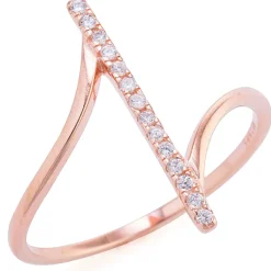 Silver Treasures Womens Cubic Zirconia 14K Rose Gold Over Silver Cocktail Ring