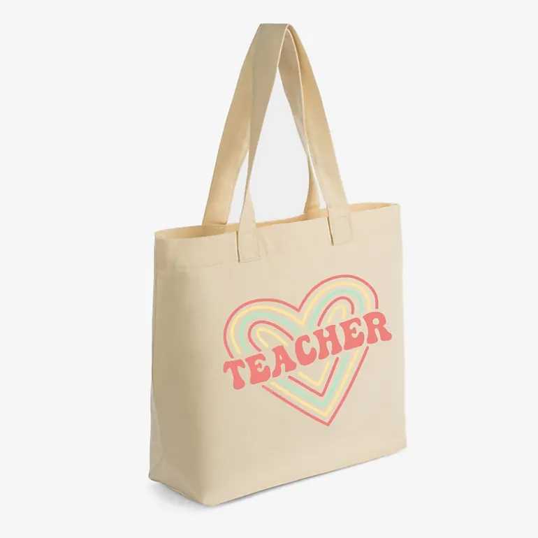 Simply Sage Market - Zippered Canvas Tote - Colorful Heart Teacher