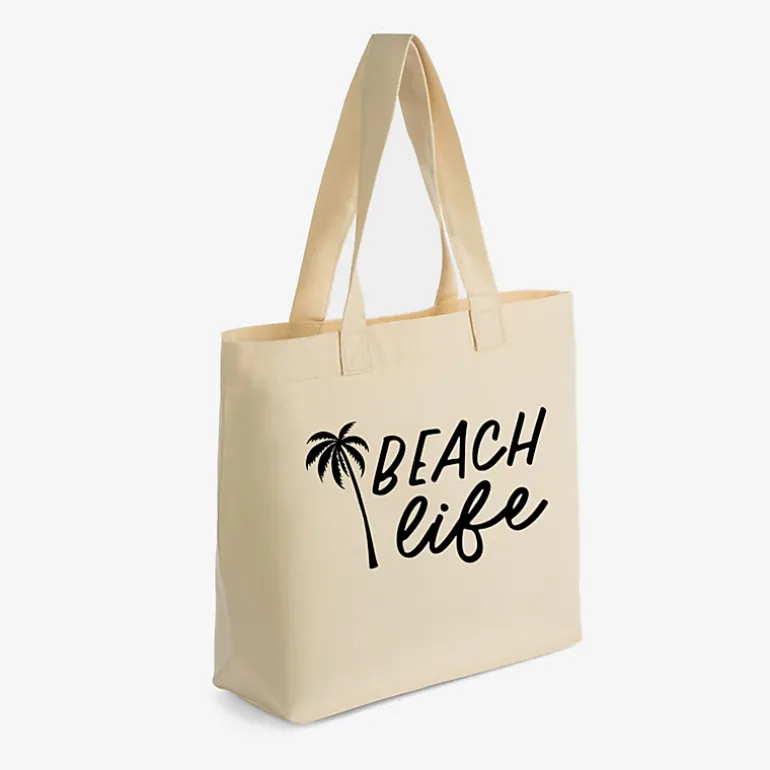 Simply Sage Market - Zippered Canvas Tote - Beach Life Palm Trees