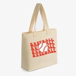 Simply Sage Market - Zippered Canvas Tote - Red Baseball Stacked